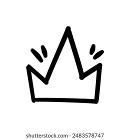 Sketch crown. Simple graffiti crowning, elegant queen or king crowns hand drawn. Royal imperial coronation symbol, monarch majestic jewel tiara isolated icon vector illustration on white background