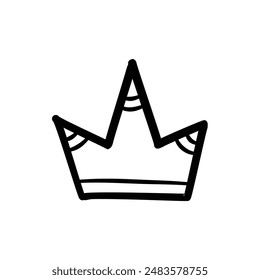 Sketch crown. Simple graffiti crowning, elegant queen or king crowns hand drawn. Royal imperial coronation symbol, monarch majestic jewel tiara isolated icon vector illustration on white background