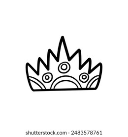 Sketch crown. Simple graffiti crowning, elegant queen or king crowns hand drawn. Royal imperial coronation symbol, monarch majestic jewel tiara isolated icon vector illustration on white background