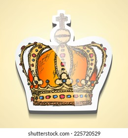 Sketch crown stick, vector vintage background eps 10
