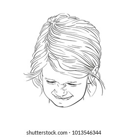 Sketch of crying child, Vector hand drawn illustration isolated