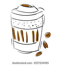 A sketch of a cup of coffee drawn by hand