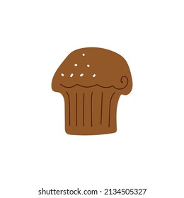 Sketch cupcake on white background. Vector Illustration.