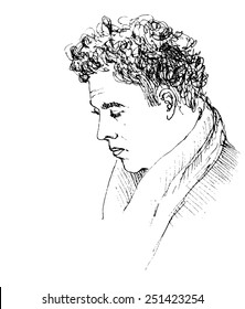 Sketch of a curly man