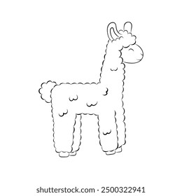 Sketch cute alpaca. Simple children's vector illustration in doodle style