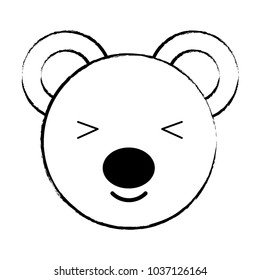 sketch of cute bear face icon over white background, vector illustration