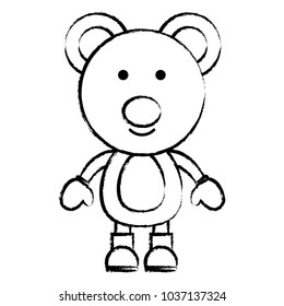 sketch of cute bear with gloves and boots over white background, christmas animals concept. vector illustration