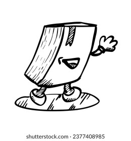 Sketch of a cute book character bragging up