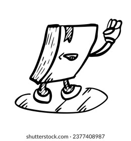 Sketch of a cute book character braid raising a fist
