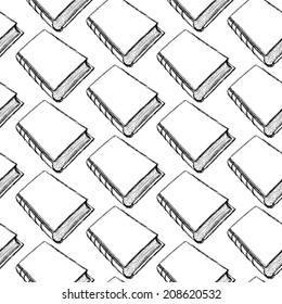 sketch cute book seamless pattern in vintage style 