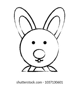 sketch of cute bunny icon over white background, vector illustration