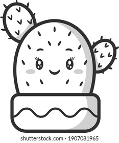 sketch of cute cactus drawing for coloring