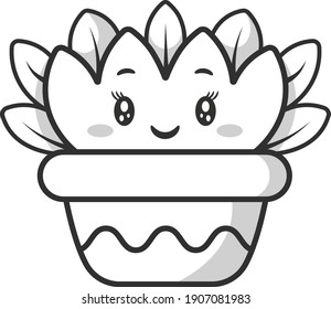 sketch of cute cactus drawing for coloring