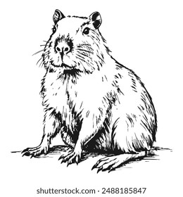 Sketch of a cute capybara. On a white background.