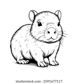 Sketch of a cute capybara. On a white background.