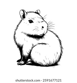 Sketch of a cute capybara. On a white background.