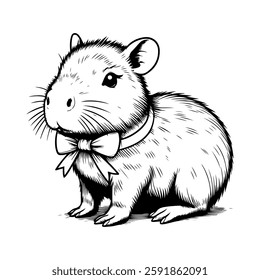 Sketch of a cute capybara. On a white background.