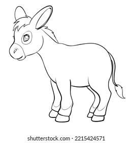sketch of a cute character colt, coloring book, cartoon illustration, isolated object on white background, vector illustration, eps