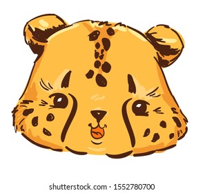 Sketch cute cheetah isolated on white background. Cartoon character childish for children, textiles, banner. Vector illustration stock. Wildcat.