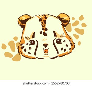Sketch cute cheetah isolated on white background. Cartoon character childish for children, textiles, banner. Vector illustration stock. Wildcat.
