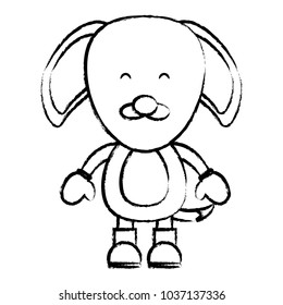 sketch of cute dog with boots and gloves over white background. christmas animals concept. vector illustration
