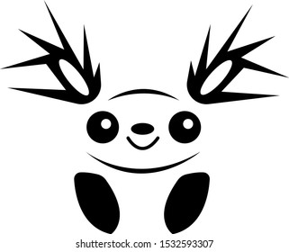 sketch cute forest animal with spiky ears and round black eyes object on a white background