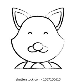 sketch of cute fox  animal icon over white background, vector illustration