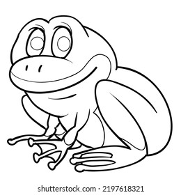 sketch of a cute frog, coloring book, isolated object on white background, cartoon illustration, vector illustration, eps
