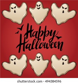 Sketch of  Cute funny Halloween Cookies in vector