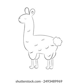 Sketch of a cute llama. Simple vector illustration in doodle style