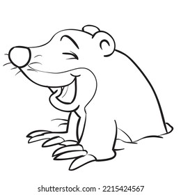 sketch of cute mole character, coloring book, cartoon illustration, isolated object on white background, vector, eps