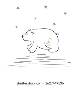 Sketch of cute polar bear vector Illustration.