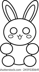 sketch of a cute rabbit character. This picture is very suitable for learning to color for children