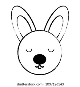sketch of cute rabbit face icon over white background, vector illustration