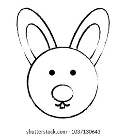 sketch of cute rabbit face icon over white background, vector illustration