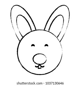 sketch of cute rabbit face icon over white background, vector illustration