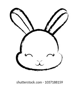 sketch of cute rabbit face icon over white background, vector illustration