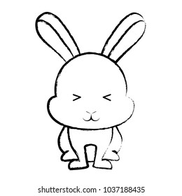 sketch of cute rabbit icon over white background, vector illustration