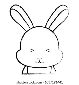 sketch of cute rabbit icon over white background, vector illustration