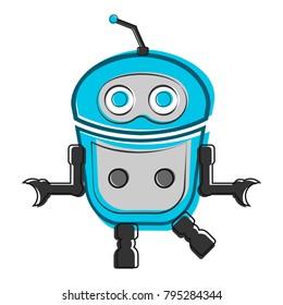 Sketch of a cute robot, Vector illustration