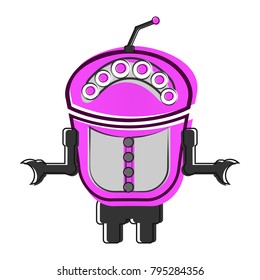 Sketch of a cute robot, Vector illustration