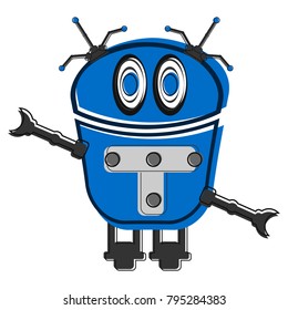 Sketch of a cute robot, Vector illustration