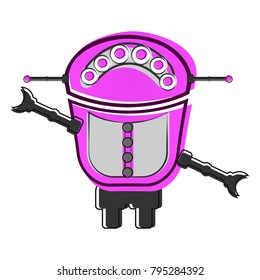 Sketch of a cute robot, Vector illustration