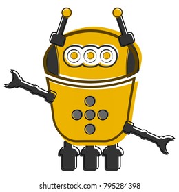 Sketch of a cute robot, Vector illustration