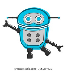 Sketch of a cute robot, Vector illustration