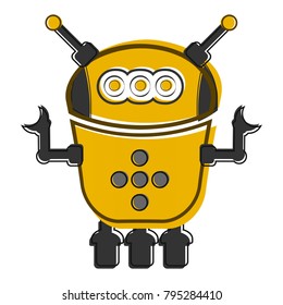 Sketch of a cute robot, Vector illustration
