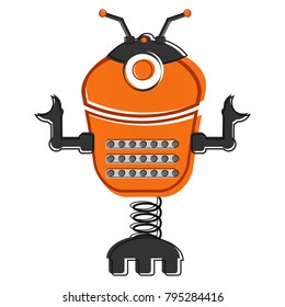 Sketch of a cute robot, Vector illustration