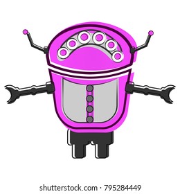 Sketch of a cute robot, Vector illustration