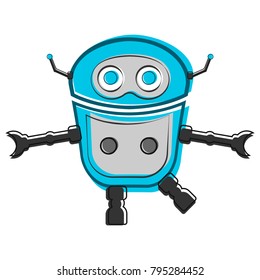 Sketch of a cute robot, Vector illustration