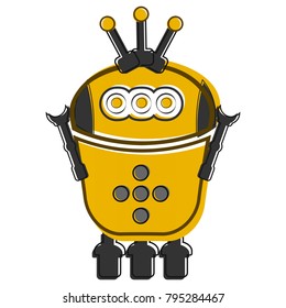 Sketch of a cute robot, Vector illustration